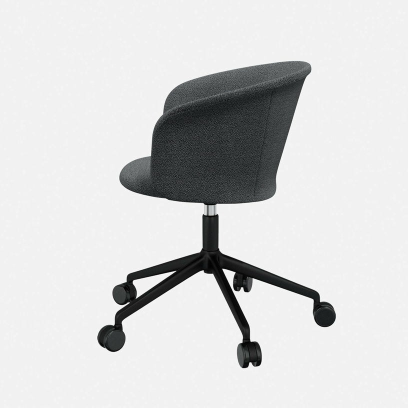 Fauteuil Graphite et piètement noir à roulettes Kendo - Hem - The Cool Republic