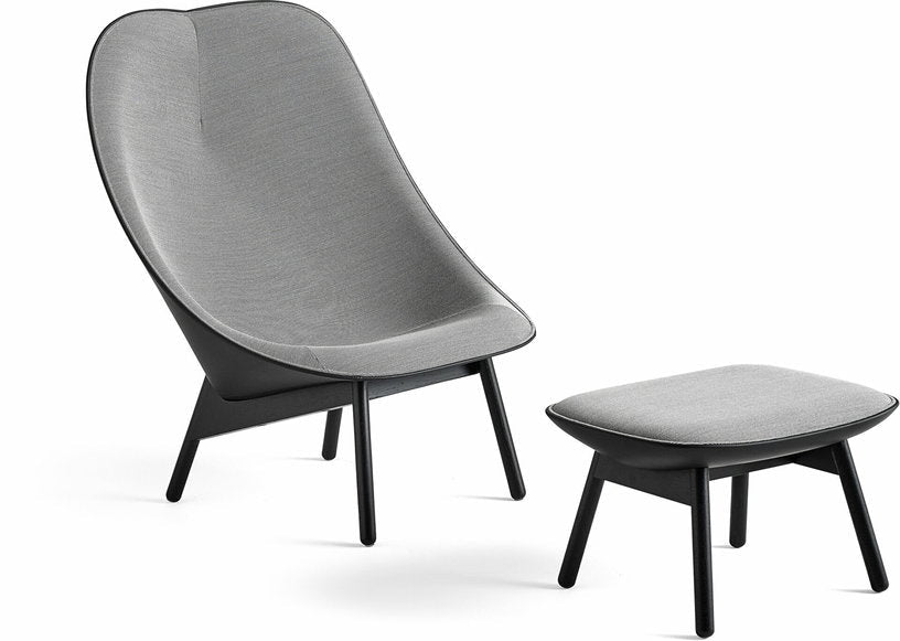 Fauteuil gris clair et chêne massif teinté noir Uchiwa - HAY - The Cool Republic