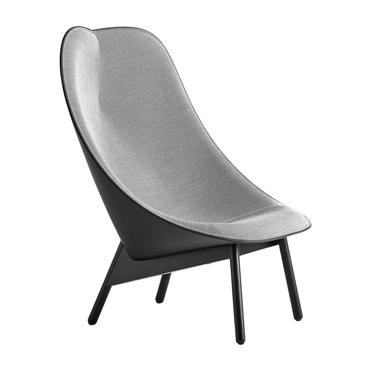 Fauteuil gris clair et chêne massif teinté noir Uchiwa - HAY - The Cool Republic