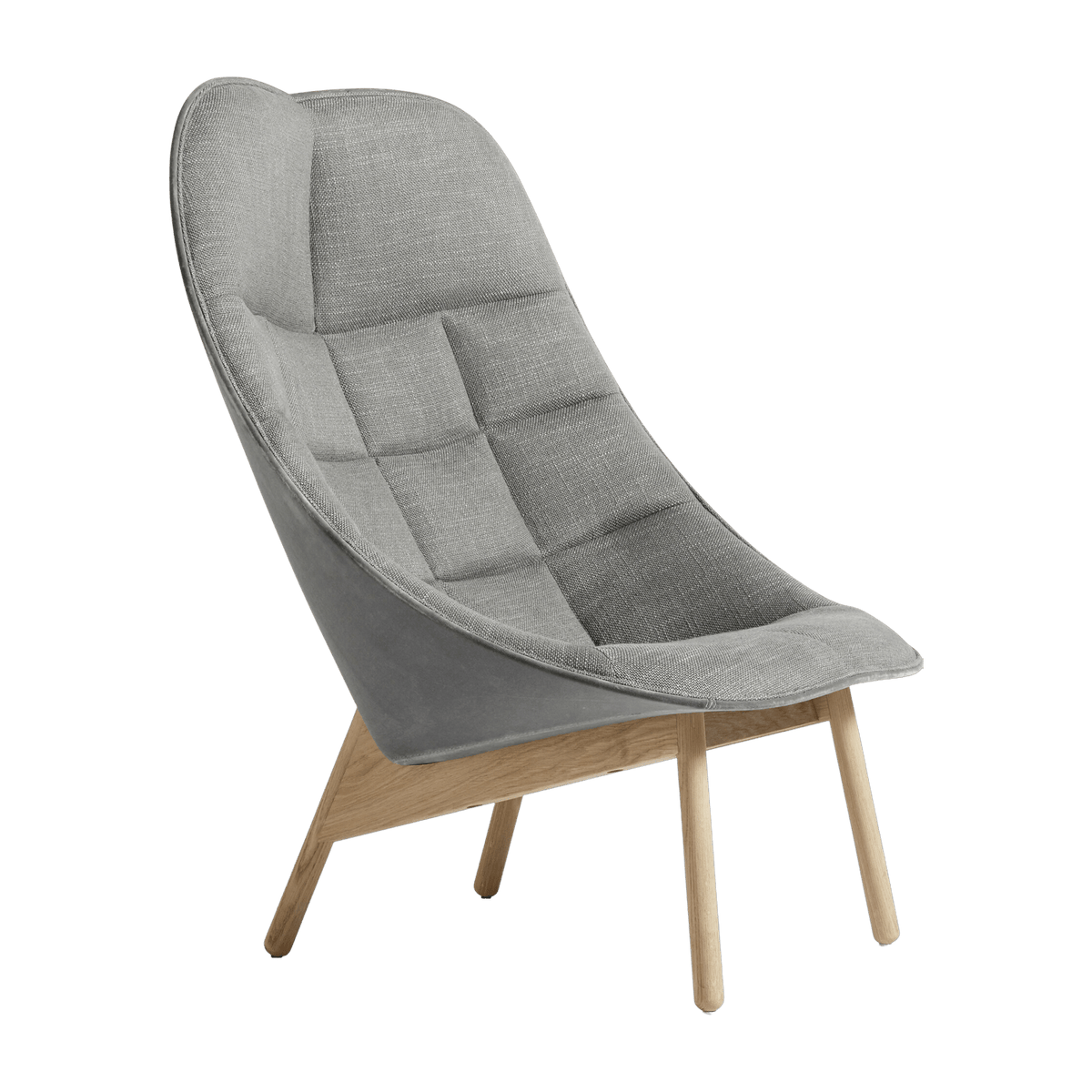 Fauteuil gris foncé matelassé et chêne massif naturel Uchiwa - HAY - The Cool Republic
