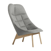 Fauteuil gris foncé matelassé et chêne massif naturel Uchiwa - HAY - The Cool Republic