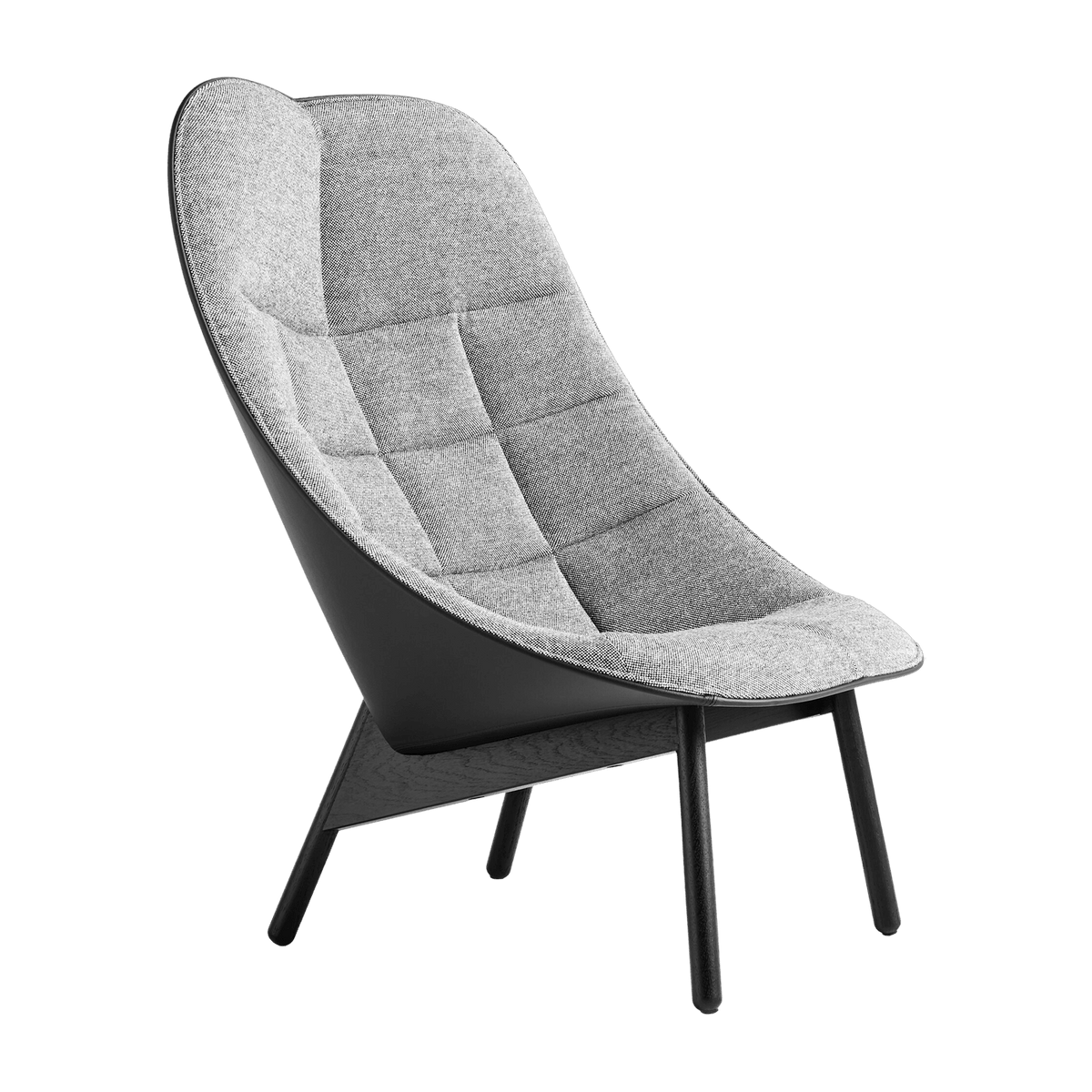 Fauteuil gris matelassé et chêne massif teinté noir Uchiwa - HAY - The Cool Republic