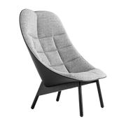 Fauteuil gris matelassé et chêne massif teinté noir Uchiwa - HAY - The Cool Republic