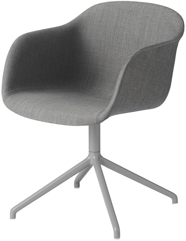 Fauteuil gris piétement pivot et assise textile Fiber - Muuto - The Cool Republic