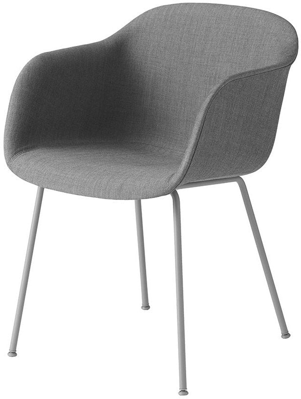 Fauteuil gris piétement tubes et assise textile Fiber - Muuto - The Cool Republic