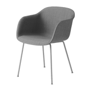 Fauteuil gris piétement tubes et assise textile Fiber - Muuto - The Cool Republic