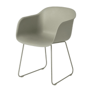 Fauteuil gris vert piétement traîneau Fiber - Muuto - The Cool Republic