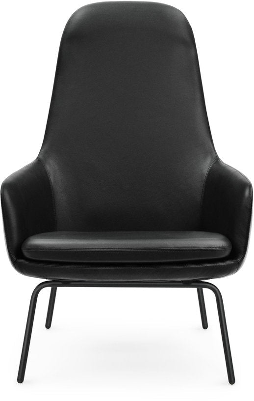 Fauteuil haut avec pieds en acier noir et assise en cuir noir Era - Normann Copenhagen - The Cool Republic