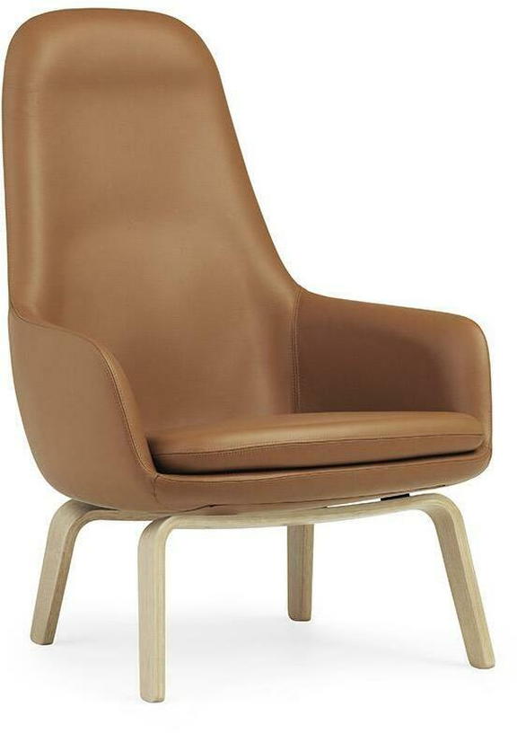 Fauteuil haut avec pieds en chêne et assise en cuir noir Era - Normann Copenhagen - The Cool Republic