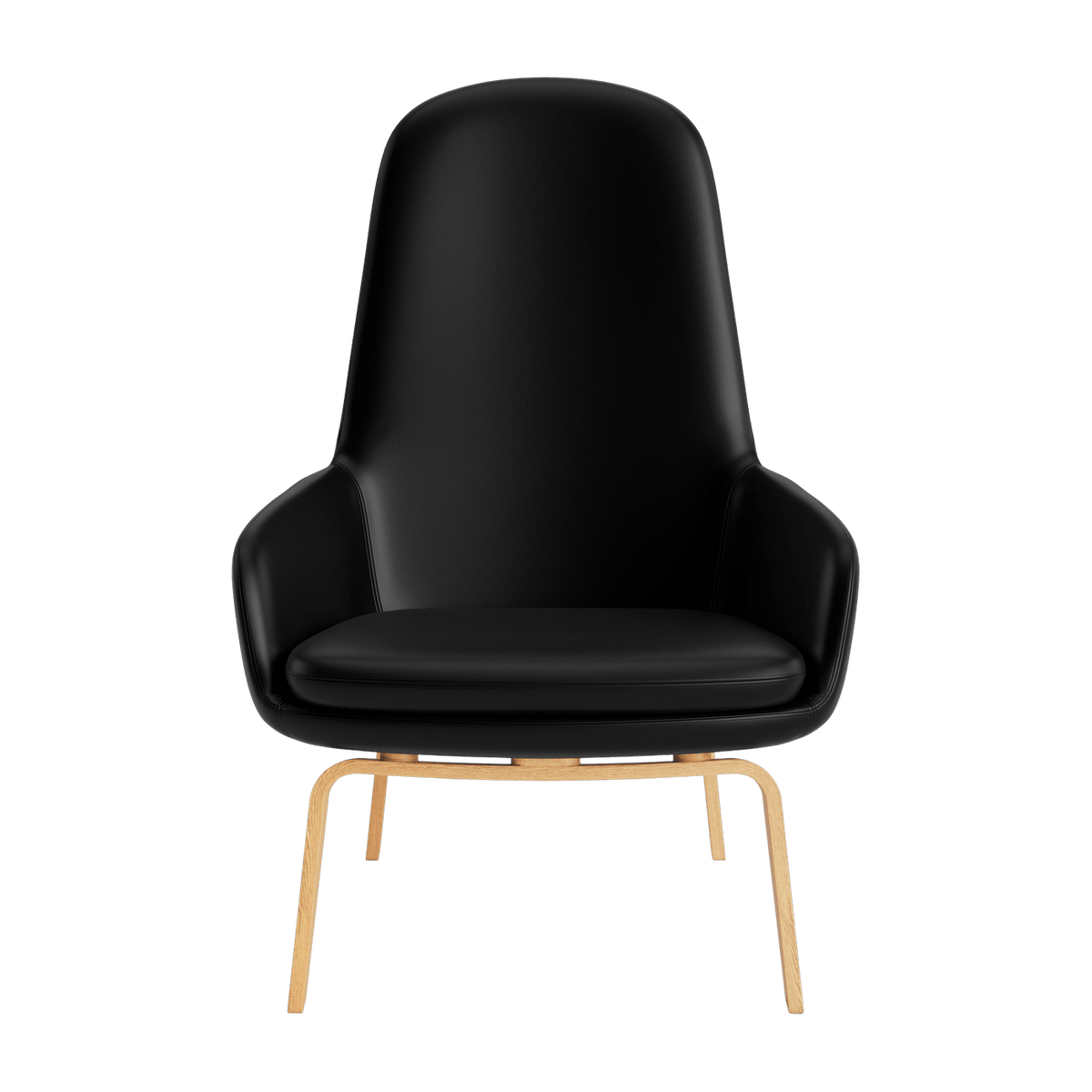 Fauteuil haut avec pieds en chêne et assise en cuir noir Era - Normann Copenhagen - The Cool Republic