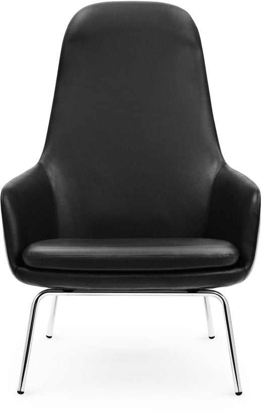 Fauteuil haut avec pieds en chrome et assise en cuir noir Era - Normann Copenhagen - The Cool Republic