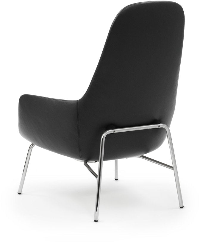 Fauteuil haut avec pieds en chrome et assise en cuir noir Era - Normann Copenhagen - The Cool Republic