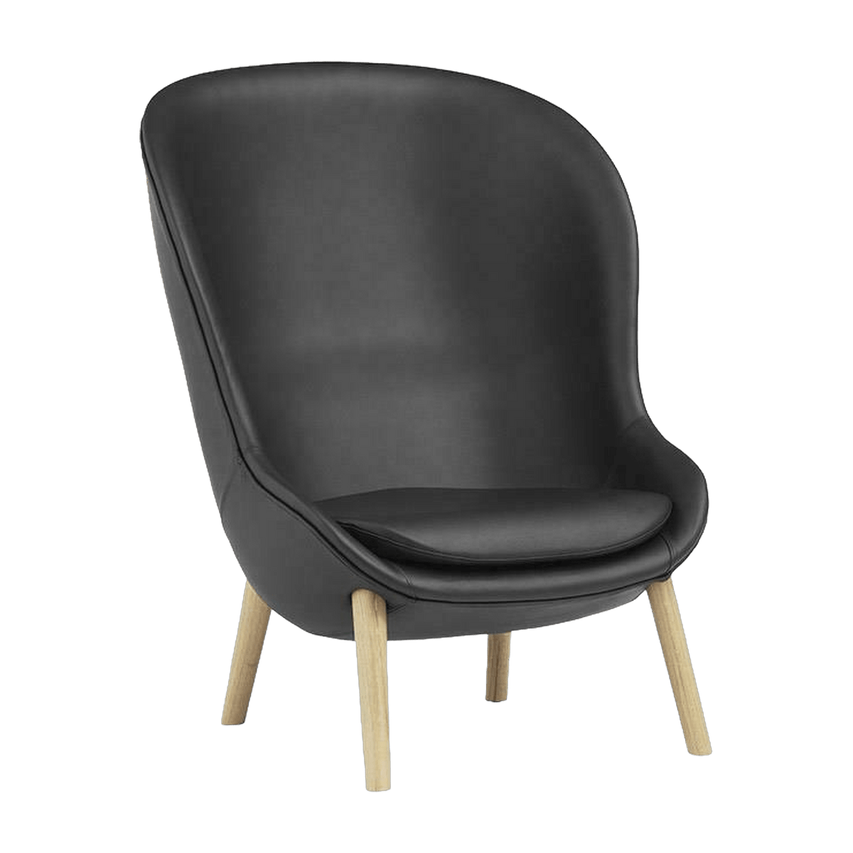 Fauteuil haut en chêne et cuir noir Hyg - Normann Copenhagen - The Cool Republic