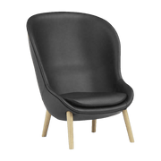 Fauteuil haut en chêne et cuir noir Hyg - Normann Copenhagen - The Cool Republic
