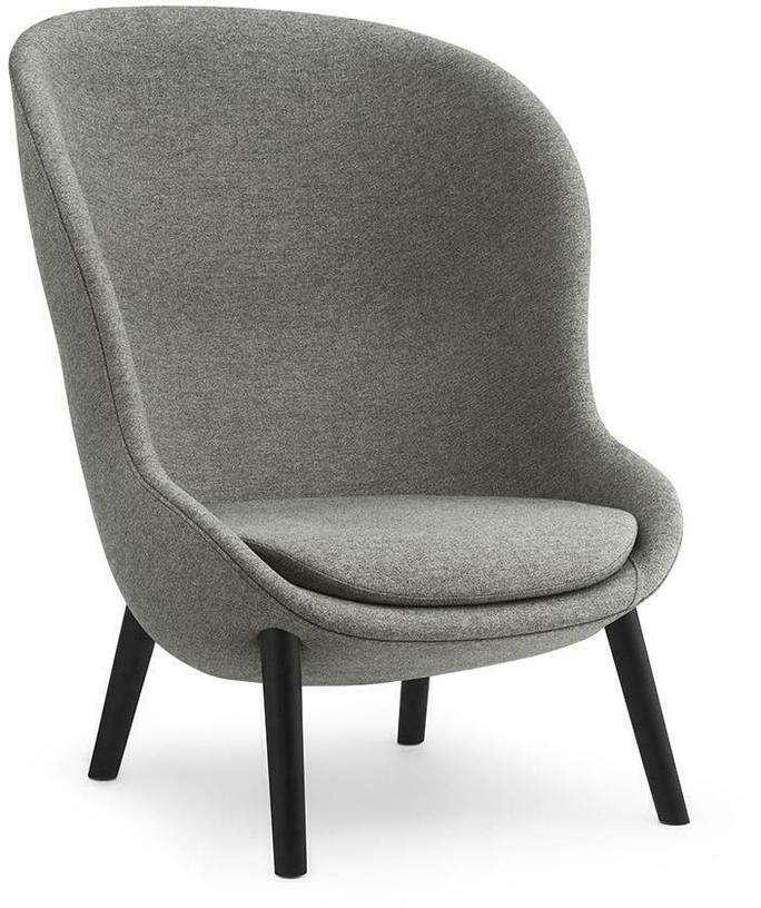Fauteuil haut en chêne noir et tissu gris Hyg - Normann Copenhagen - The Cool Republic
