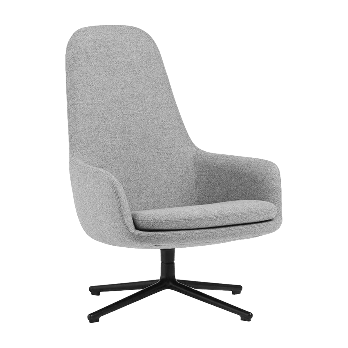 Fauteuil haut pivotant avec pieds en acier noir et assise en tissu gris Era - Normann Copenhagen - The Cool Republic