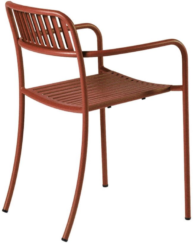 Fauteuil lames en acier inoxydable rouille fauve Patio - Tolix - The Cool Republic