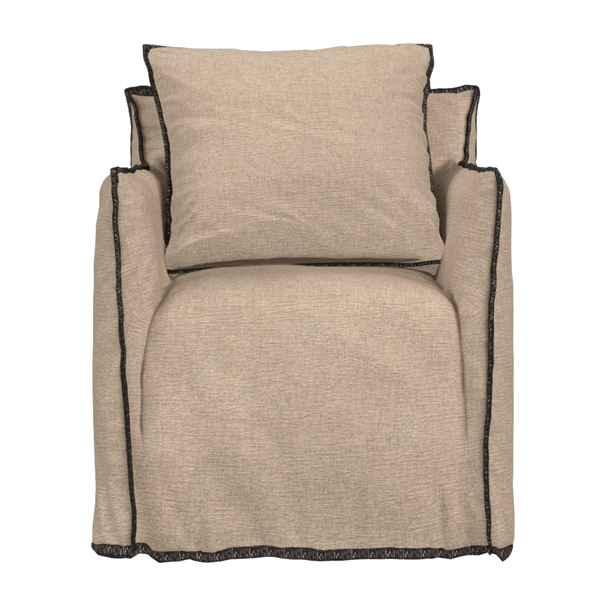 Fauteuil lin naturel surpiqûres anthracite Ghost 05 - Gervasoni - The Cool Republic
