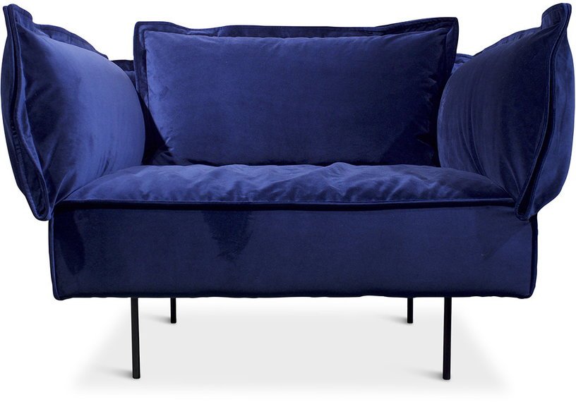 Fauteuil lounge bleu Velvet - HANDVÄRK - The Cool Republic