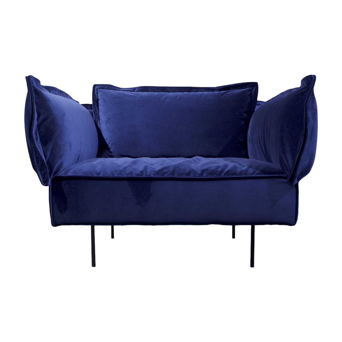Fauteuil lounge bleu Velvet - HANDVÄRK - The Cool Republic