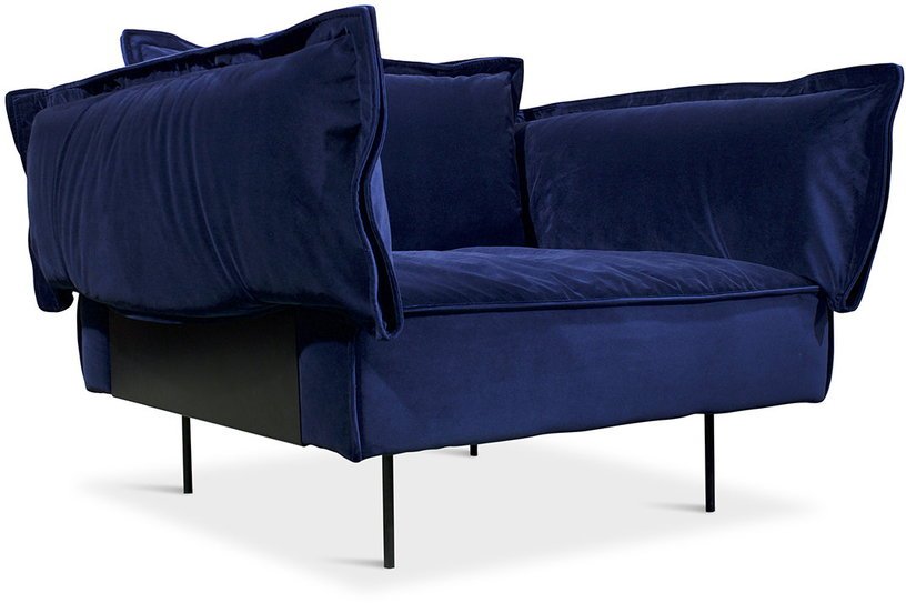 Fauteuil lounge bleu Velvet - HANDVÄRK - The Cool Republic