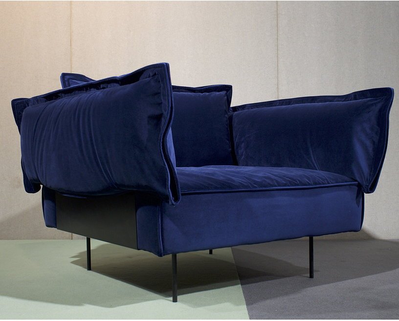 Fauteuil lounge bleu Velvet - HANDVÄRK - The Cool Republic