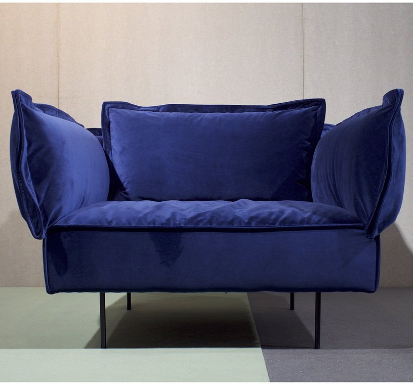 Fauteuil lounge bleu Velvet - HANDVÄRK - The Cool Republic