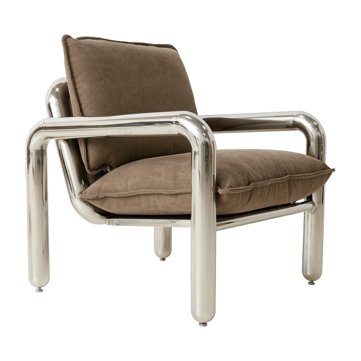 Fauteuil lounge chromé Velvet Brown - HKliving - The Cool Republic