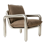 Fauteuil lounge chromé Velvet Brown - HKliving - The Cool Republic