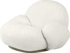 Fauteuil lounge de jardin pivotant avec accoudoirs en tissu blanc libera et métal gris Pacha - Gubi - The Cool Republic