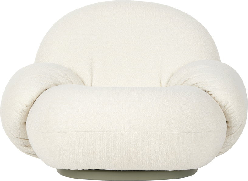Fauteuil lounge de jardin pivotant avec accoudoirs en tissu lorkey et métal gris Pacha - Gubi - The Cool Republic