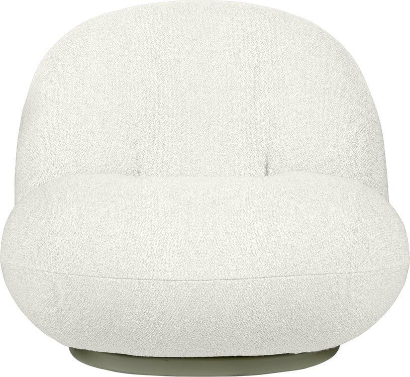 Fauteuil lounge de jardin pivotant en tissu blanc libera et base métal gris mousse Pacha - Gubi - The Cool Republic