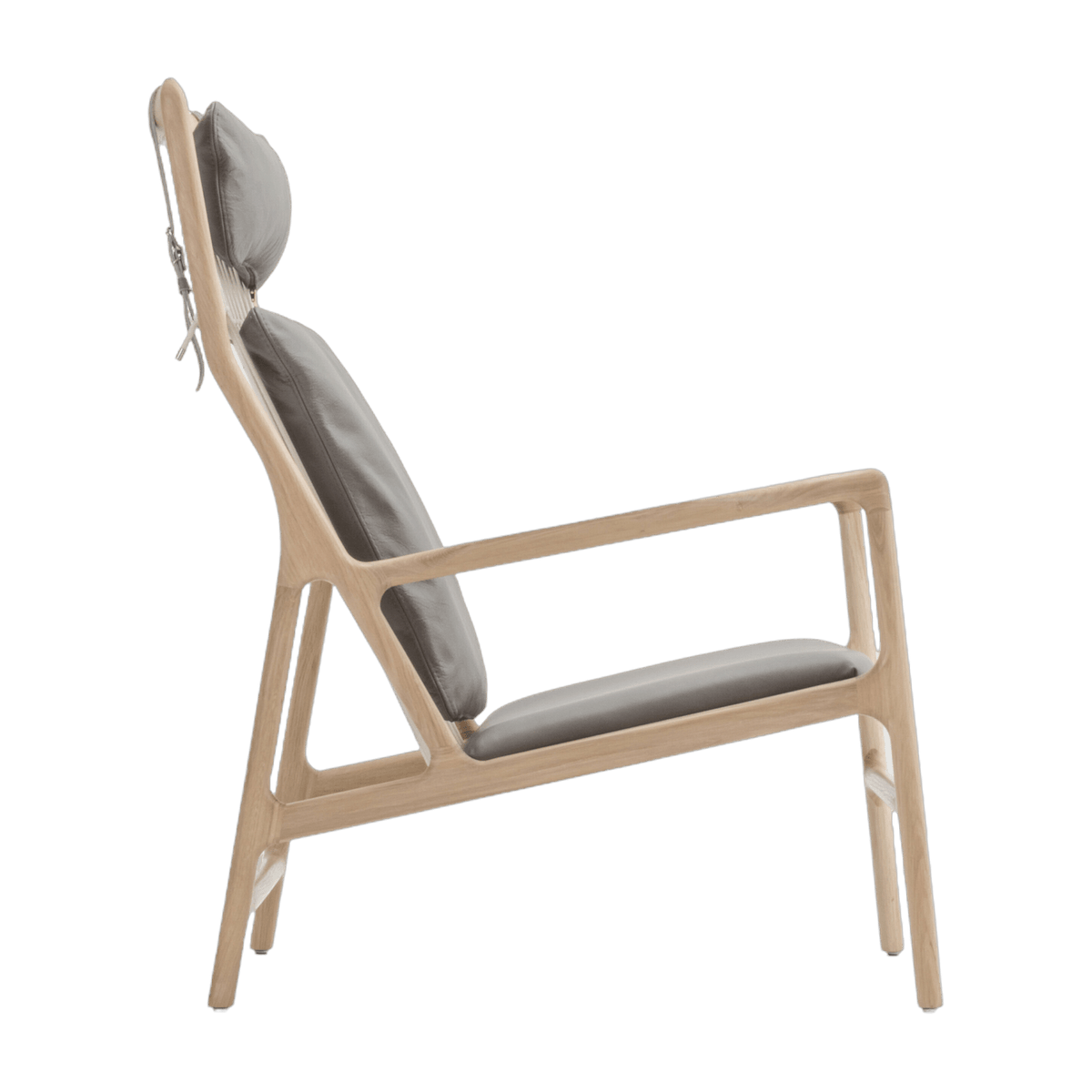 Fauteuil lounge en chêne et cuir gris Dedo - Gazzda - The Cool Republic