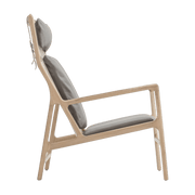 Fauteuil lounge en chêne et cuir gris Dedo - Gazzda - The Cool Republic
