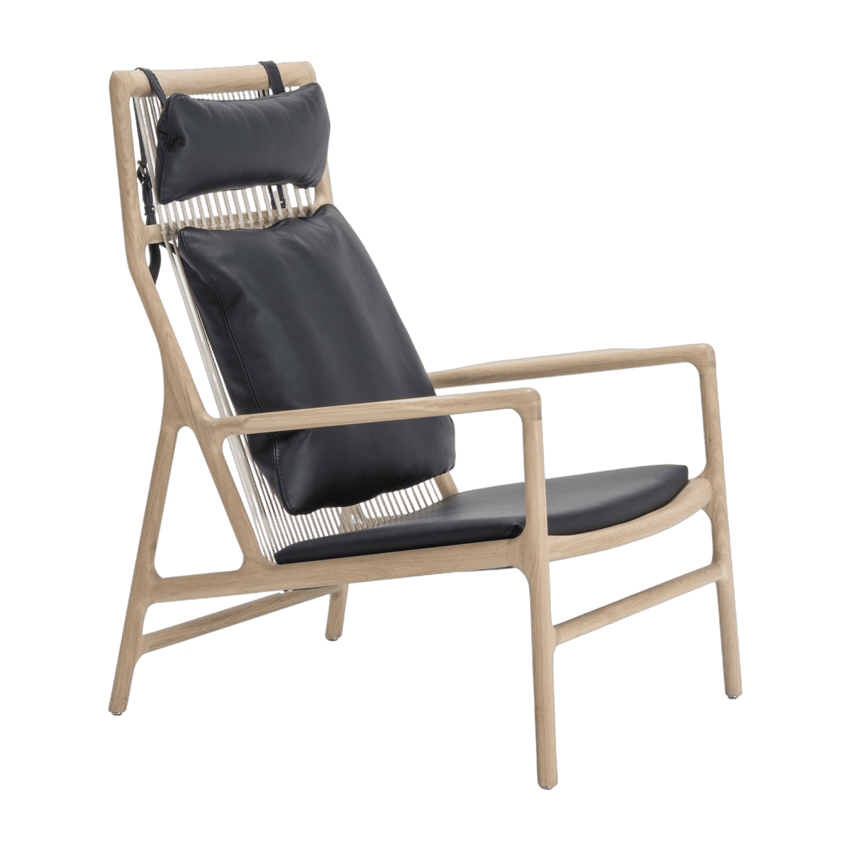 Fauteuil lounge en chêne et cuir noir Dedo - Gazzda - The Cool Republic