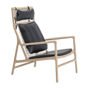 Fauteuil lounge en chêne et cuir noir Dedo - Gazzda - The Cool Republic