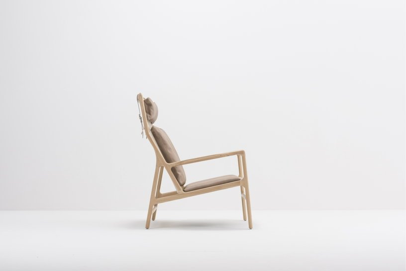 Fauteuil lounge en chêne et cuir stone Dedo - Gazzda - The Cool Republic