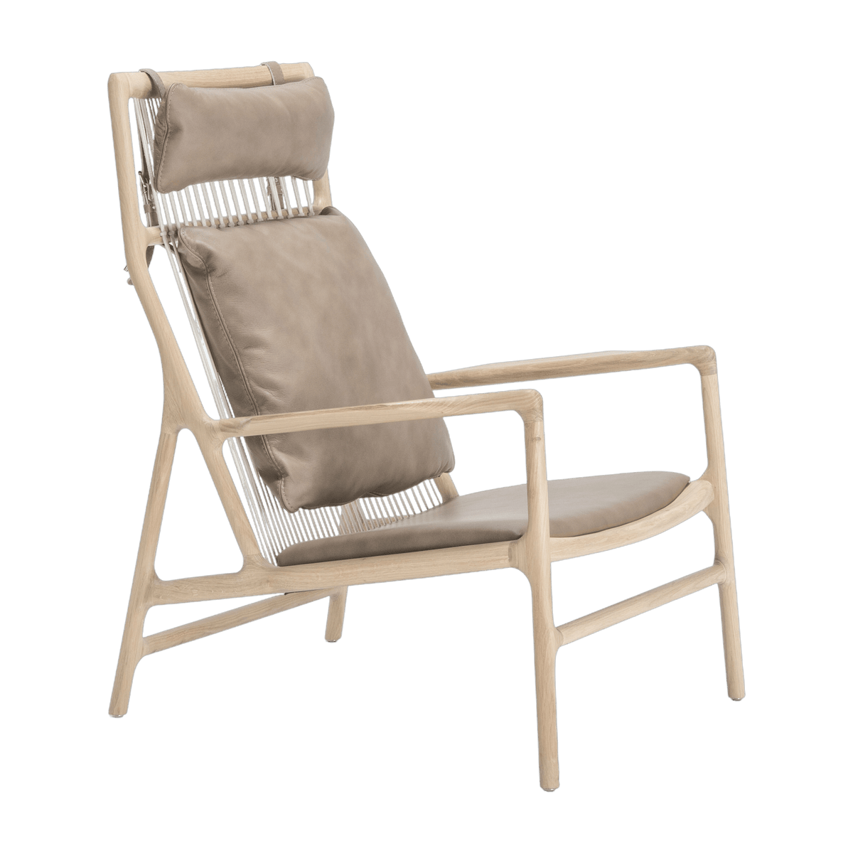 Fauteuil lounge en chêne et cuir stone Dedo - Gazzda - The Cool Republic