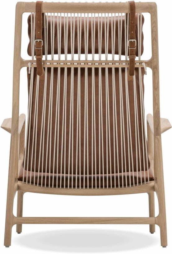 Fauteuil lounge en chêne et cuir whisky Dedo - Gazzda - The Cool Republic