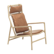 Fauteuil lounge en chêne et cuir whisky Dedo - Gazzda - The Cool Republic
