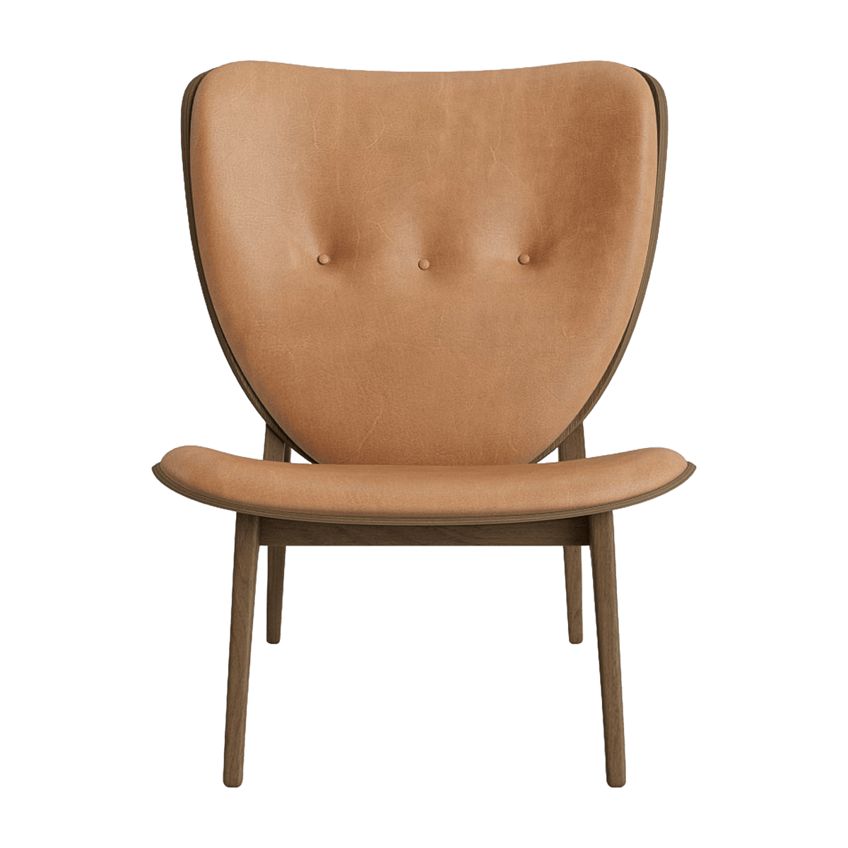 Lounge chair in light smoked oak with camel leather upholstery Elephant - NORR11 - The Cool Republic