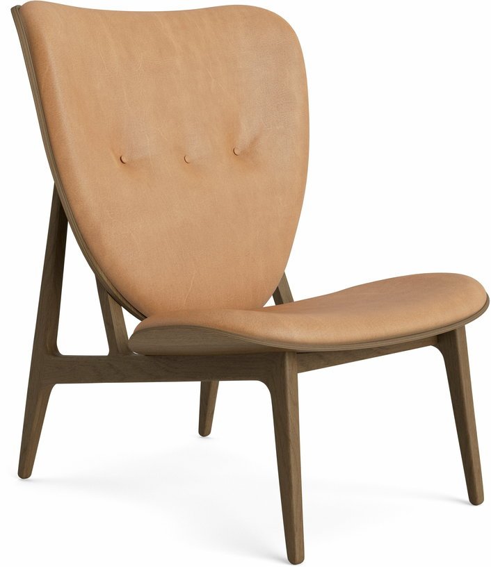 Fauteuil lounge en chêne fumé clair avec rembourrage en cuir camel Elephant - NORR11 - The Cool Republic
