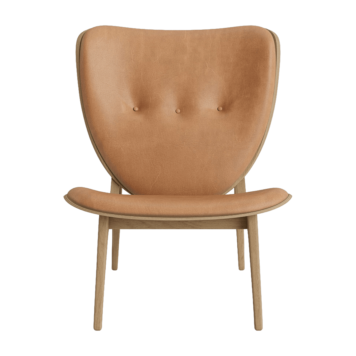 Lounge chair in natural oak with camel leather upholstery Elephant - NORR11 - The Cool Republic