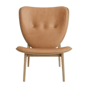 Fauteuil lounge en chêne naturel avec rembourrage en cuir camel Elephant - NORR11 - The Cool Republic