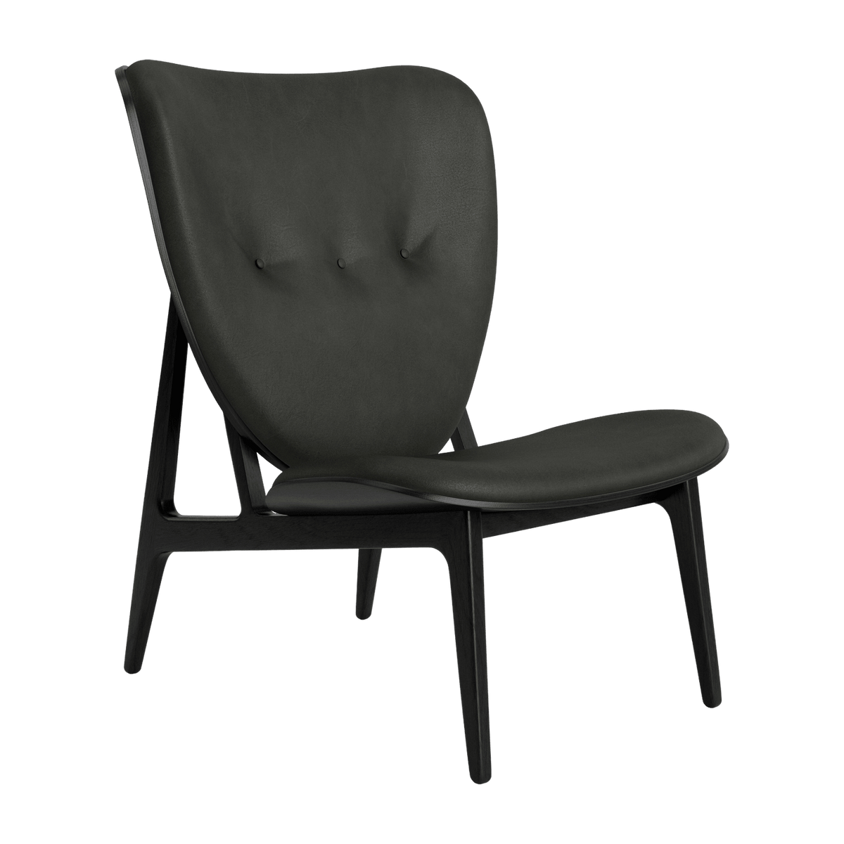 Lounge chair in black oak with anthracite leather upholstery Elephant - NORR11 - The Cool Republic