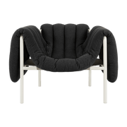 Fauteuil lounge en coton anthracite et acier crème Puffy - Hem - The Cool Republic
