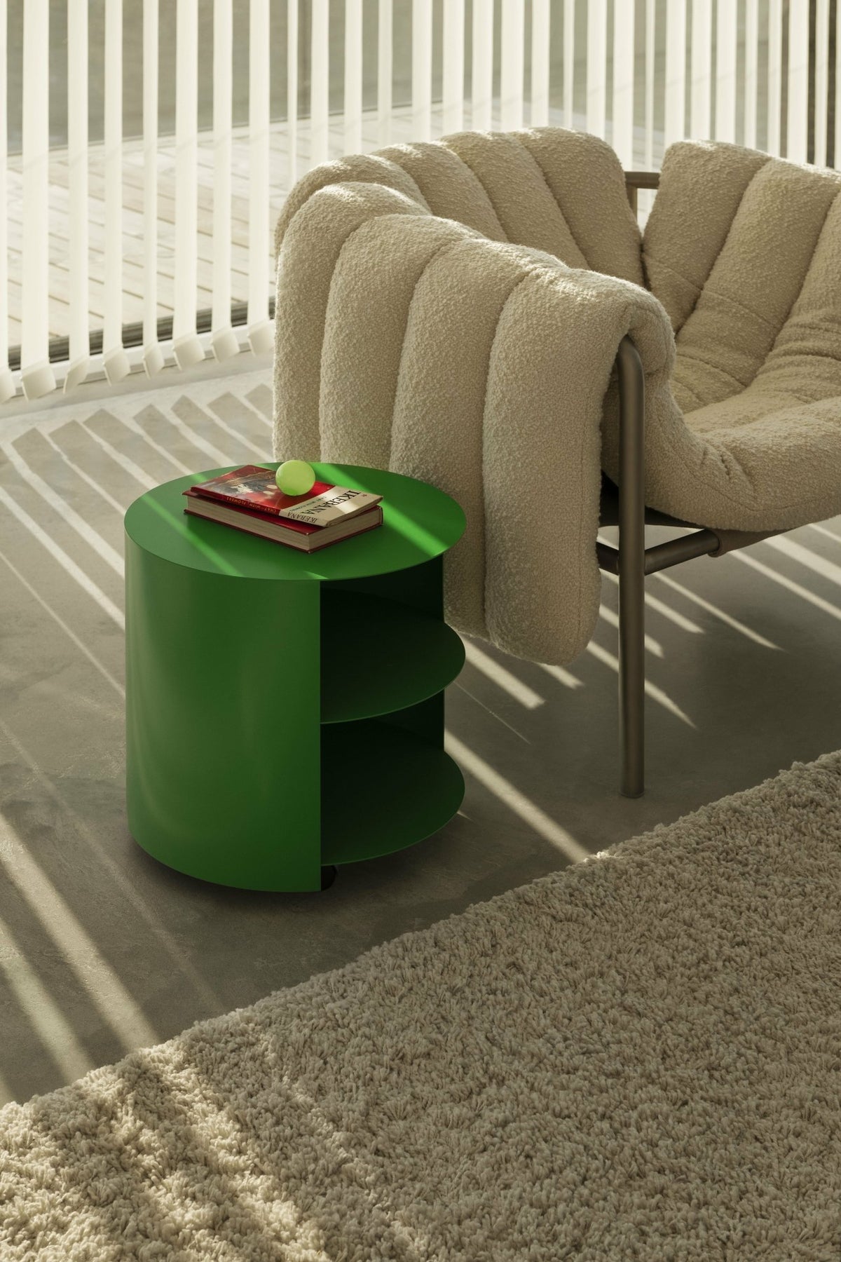 Fauteuil lounge en coton anthracite et acier Puffy - Hem - The Cool Republic