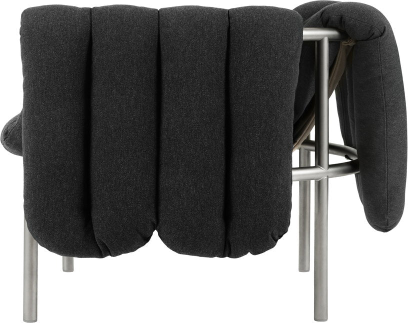 Fauteuil lounge en coton anthracite et acier Puffy - Hem - The Cool Republic