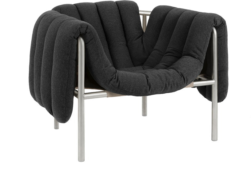 Fauteuil lounge en coton anthracite et acier Puffy - Hem - The Cool Republic