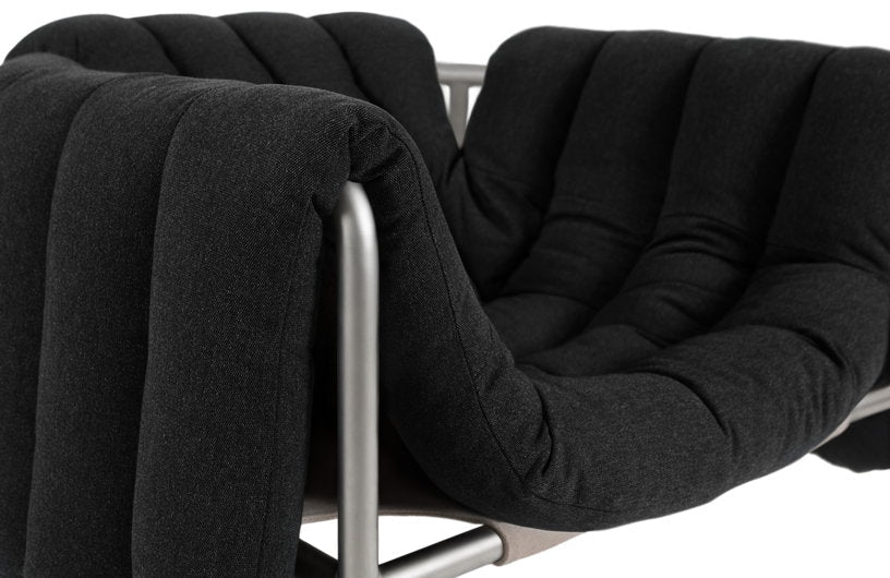 Fauteuil lounge en coton anthracite et acier Puffy - Hem - The Cool Republic